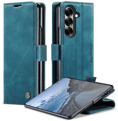 Caseme Geschikt voor Samsung Galaxy Z Fold 7 bookcase stand hoes - Blauw