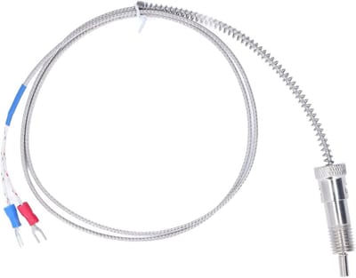 Thermokoppel Temperatuursensor - K-type Sensor - Temperatuur Meten - Waterdicht Geaard Ontwerp - 1 Meter Lengte - Zilverkleurig