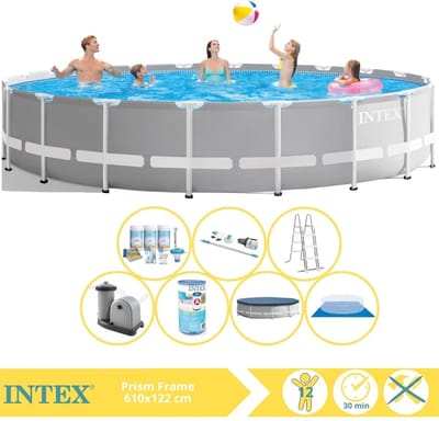 Intex Prism Frame Zwembad - Opzetzwembad - 610x122 cm - Inclusief Onderhoudspakket, Filter, Stofzuiger en #N/A
