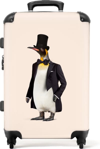 NoBoringSuitcases.com - Grote beige koffer - Reiskoffer pinguïn met 4 wielen - Trolley op wieltjes 72 liter - Rolkoffer groot lichtgewicht - Ruimbagage valies 20kg - Valiezen voor volwassenen - Reisbagage & reisaccessoires - Suitcase large - TSA slot