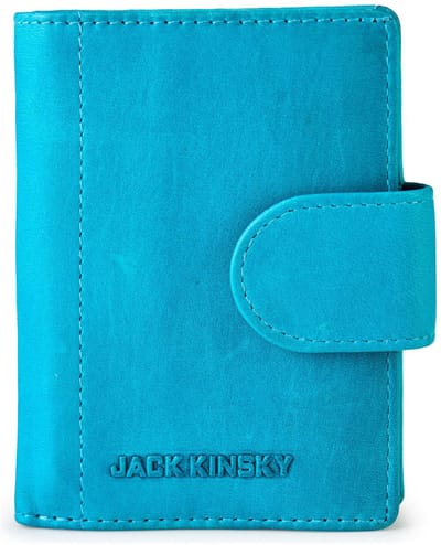 Jack Kinsky Aruba Portemonnee RFID-bescherming Leer 7.5 cm - Jongens - Staand formaat - türkis
