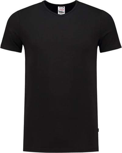 Tricorp 101012 T-Shirt Elastaan Fitted V Hals - Zwart - 3XL