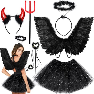 Wings set in zwart voor een stijlvolle look, ideaal voor feesten en kostuums met een vleugje magie
