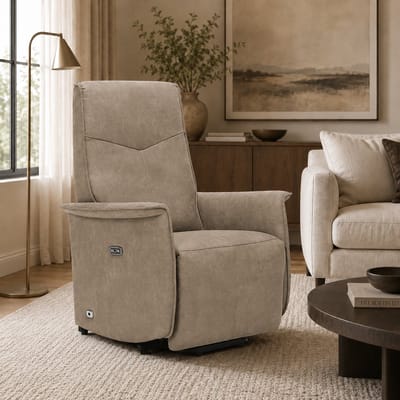 Relaxfauteuil Jens – Microleder – Sta-op stoel - Elektrisch Verstelbaar – Met accu – 2 Motoren – Luxe Comfortstoel – Liver