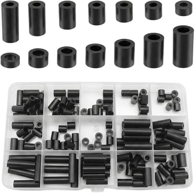 Afstandhouders Nylon - Isolerende Busjes - Printplaat Montage - Twee Maten M6 M8 - 90 Stuks - Zwart