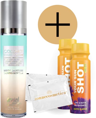 Devoted Creations - Coconut Color Cream + 2 Your Sun Shots + 2 Verfrissingsdoekjes