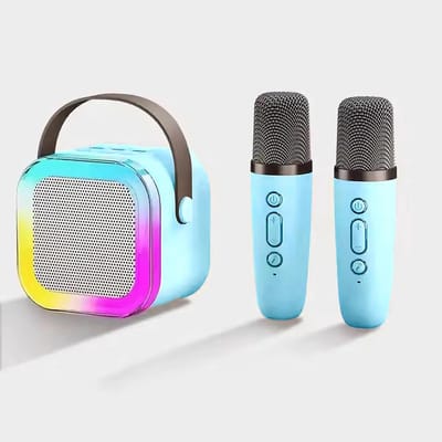 Draagbare Karaokemachine met 2 Microfoons en LED Lichteffecten