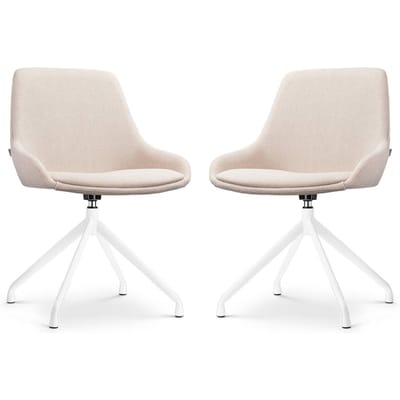 Nolon Nola-Isa Eetkamerstoelen Set van 2 Beige - Draaibaar - Stof - Wit Onderstel - Design - Scandinavisch - Comfortabel