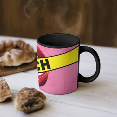 Magische Mok - Foto op Warmte Mokken - Koffiemok - Lippen - Tekst - Kleurrijk - Magic Mok - Beker - 350 ML - Theemok - Mok met Tekst