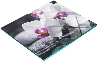 Decoratieve glazen snij- en serveerplank Orchidee 60x52 cm