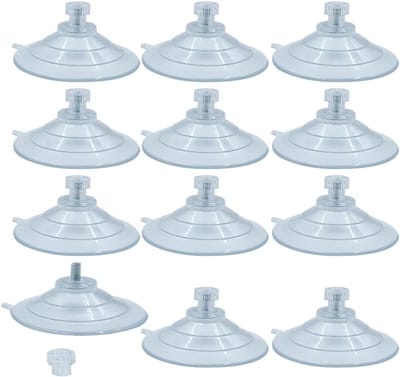 12 Stuks Transparante PVC Zuignappen met Metaalschroef, Geschikt voor Auto, Badkamer, Raam en Deur (8 x 60 mm)