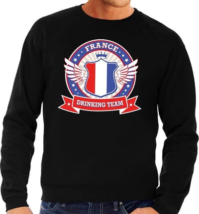 Zwart France drinking team sweater zwart heren - Frankrijk kleding S