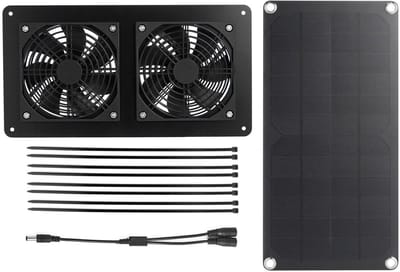 Zonne-ventilator - Dubbele ventilator - Ventilatiehokken - Zonne-energie - 10W - Zwart