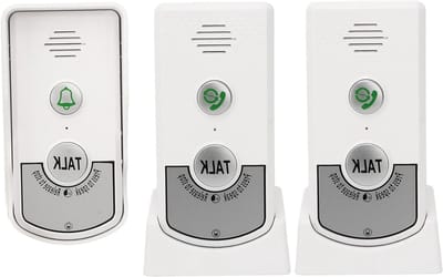 Draadloze Intercom Deurbel met 1000m Bereik, Oplaadbare en Waterdichte Deurbel voor Thuis en Klaslokaal, Inclusief Intercom en LED Indicatoren