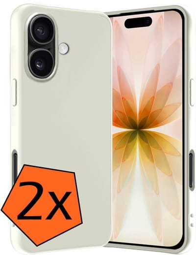 Hoes - 2 Stuks - Geschikt voor Apple iPhone 17 - Sterk & Shockproof - Case Siliconen - Back Cover - Telefoon Hoes - Wit