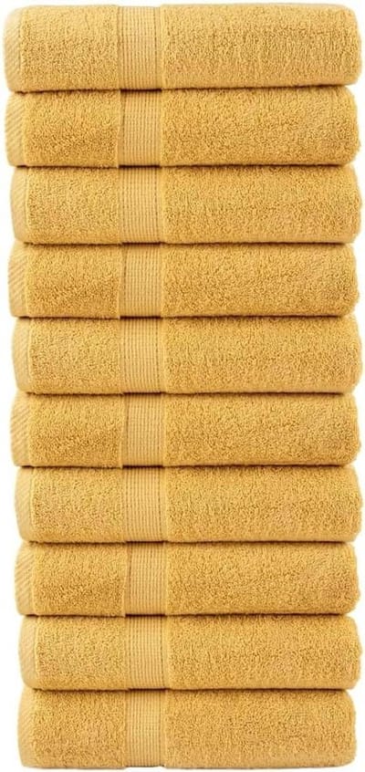 Hoogwaardige handdoeken - Badkamer textiel - Dagelijkse reiniging - 100% ringgesponnen katoen - 10 stuks 50x100 cm - Goud