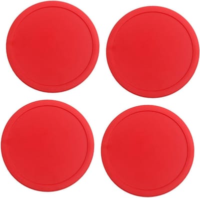 Airhockey Pucks - Tafelspel Accessoires - Spel Verbeteren - Ergonomische Handvatten - 75mm Diameter - Rood