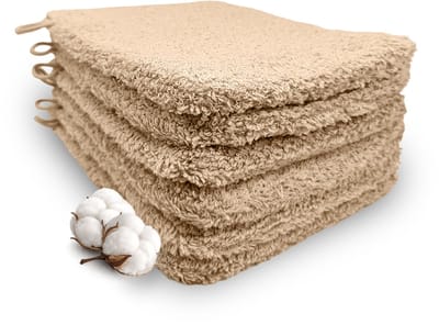Miss Towels Hotelkwaliteit Washandje Set - Zand Kleur - 6 stuks - Washandjes - 100% katoen - 15x21cm - 550 gr/m2 - Made in Portugal