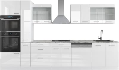Vicco R-Line Complete keukeneenheid – 350 cm met hoge kast, zonder werkblad Wit hoogglans/wit