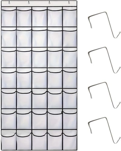 SNJY® Schoenenzak Hangend - Schoenen Opbergsysteem Deur - Schoenenrek Hangend - 35 Zakken - 172 x 67 cm - Wit