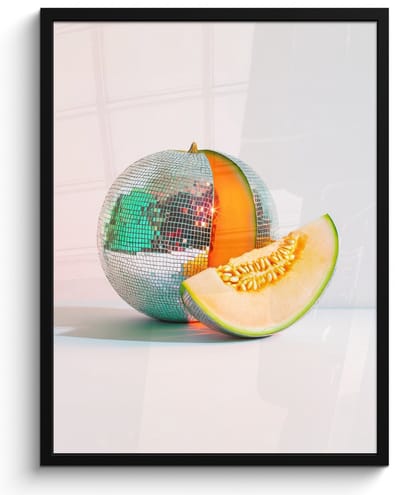 Fotolijst inclusief poster - Posterlijst 50x70 cm - Posters - Disco - Discobal - Meloen - Pastel - Foto in lijst - Keuken decoratie muur - Wanddecoratie accessoires - Muurdecoratie - Schilderijen