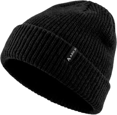 Nordic | Zwarte geribde beanie in vissersstijl