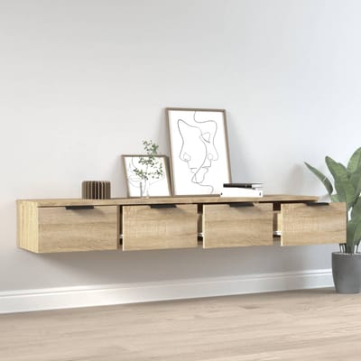 vidaXL - Wandkasten - 2 - st - 68x30x20 - cm - bewerkt - hout - gerookt - eiken