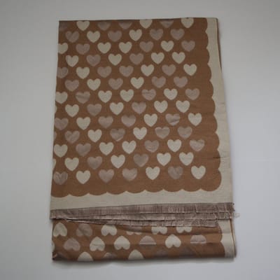 Bijoutheek Sjaal (Fashion) Hartjes patroon (190cm x 65cm) Camel