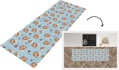 Keukenloper - Loper keuken - Egel - Regenboog - Bloemen - Patroon - Kinderen - 150x50 cm - Keukenloper vinyl