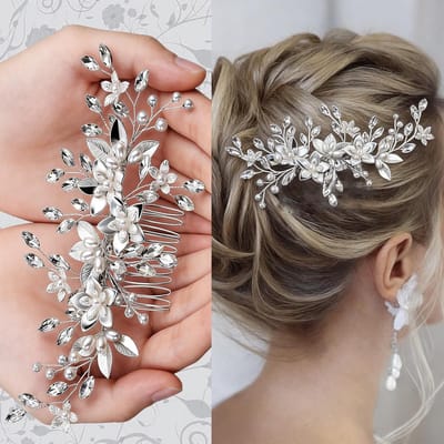 Elegante Bruids Haarspelden met Bladeren en Parel, Kristallen Haaraccessoires voor Bruiloft en Feestjes