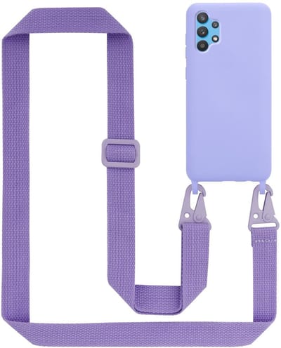 Cadorabo Mobiele telefoon ketting geschikt voor Samsung Galaxy A32 5G in LIQUID LICHT PAARS - Silicone beschermhoes met lengte verstelbare koord riem