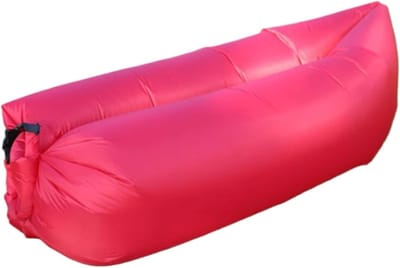 Opblaasbare ligstoel, opblaasbare bank voor kamperen, strand en buitengebruik – Draagbare, zelfopblaasbare strandligbank, waterdichte, snel opblaasbare ligstoel voor in de tuin, op reis en op festivals (rood)