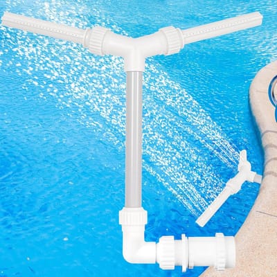 Zwembadfontein Wit – Dubbele Sproeier Waterval – Verstelbaar – Past op 1,5 Inch Retourfitting – Voor Boven- & Inbouwzwembad-Belle's product