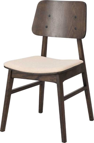 Rowico Home Nagano Eetkamerstoel Bruin - Hout - Met Beige Zitkussen - Stof - Design - Comfortabel