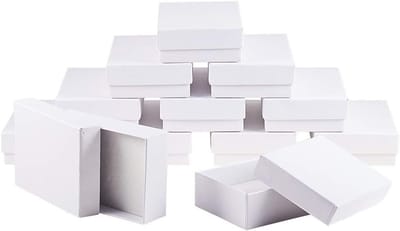 60 rechthoekige dozen van wit karton - ideaal voor sieradenopslag: kettingen, ringen en oorbellen - 9 x 6,5 x 2,8 cm - duurzame verpakking en organizer voor hobby's