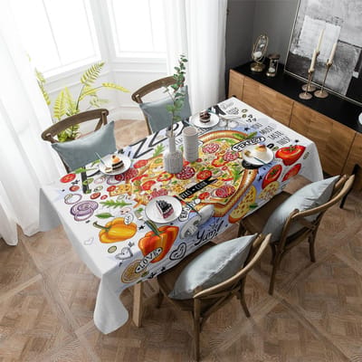 Gourmet Graffiti Pizza Tafelkleed Vakantie Decor Waterdichte Rechthoekige Tafelkleden Bruiloftsdecor Tafelkleed 153x153cm Tablecloth