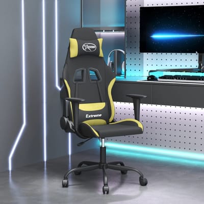 vidaXL - Gamestoel - stof - zwart - en - lichtgroen