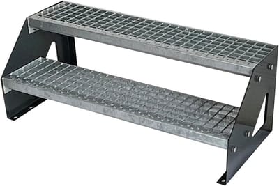 Vrijstaande Rooster Trap met 2 Treden - Stevig Staal, Volledig Verzinkt en Met Antraciet Coating