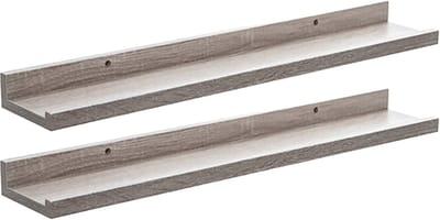 Five foto wandplank Fixy - 2x - beige - eiken hout look - 58 x 10 x 4 cm