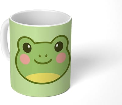 Mok - Koffiemok - Kikker - Groen - Vriendelijkheid - Mokken - 350 ML - Beker - Koffiemokken - Theemok
