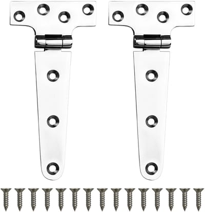 Dailygoods- Deurscharnieren RVS 316 - T-hinges - Waterdicht - Kleine Scharnieren - Scharnieren Keukenkastjes - Inclusief M5 Schroeven - Afmetingen 151 x 75 x 4.5 mm