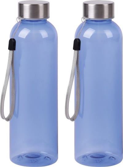 Bellatio Design Waterfles / drinkfles / sport bidon Olympic - 2x - blauw - kunststof - 500 ml - rvs schroefdop