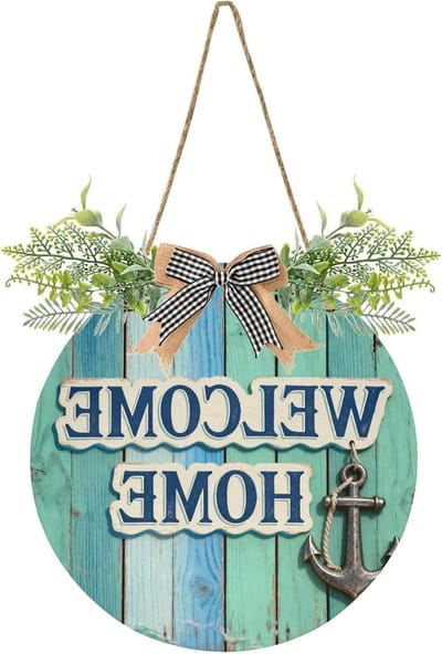 Decoratief Deurbord - Welkomstteken Huis - Huis Versieren - Oceaan Stijl Ontwerp - 30x30 cm - Groen