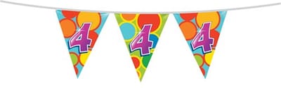 Haza Vlaggetjes - 4 jaar - leeftijd verjaardag - plastic - 10 meter