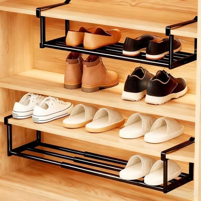 SnelShoppen - Hanging Shoe Rack Organiser - Uitbreidbaar 40-70 cm - Metalen Schoenopberger - Ruimtebesparende Schoenrek - Onderkast Organizer - Ideaal