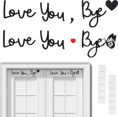 Dailygoods- Deurbord 2-delige set - Houten Wanddecoratie - Boho Muurdecoratie - Gezellig Cadeau - Love You, Bye Tekst