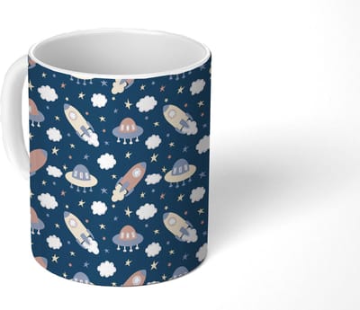 Mok - Koffiemok - Design - Ruimte - Sterren - Mokken - 350 ML - Beker - Koffiemokken - Theemok