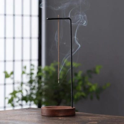 Brûleur d'encens en bois massif de style chinois Décoration d'intérieur inspirée du zen Brûleur d'encens suspendu inversé