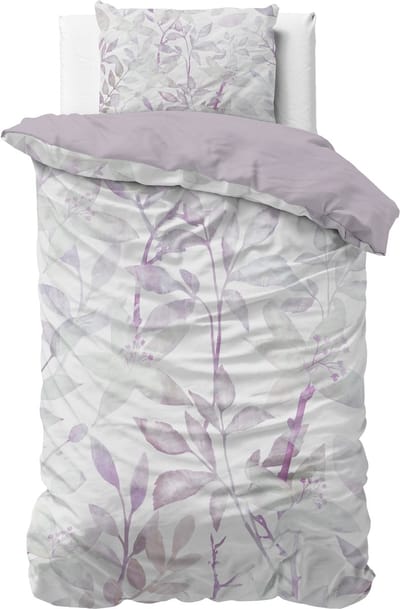Sleeptime Water Leaves Dekbedovertrek - Eenpersoons - 140X200/260 + 1 x kussensloop 60x70 - Wit