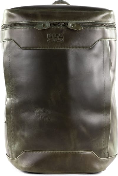 BUCKLE & SEAM Leren Vrije tijd rugzak Rugzak met laptopvak Siwa Orange Leather Backpack 23L Olive Donkergroen